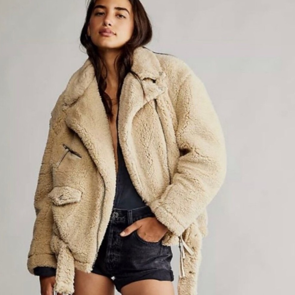 Free people so cozy slouchy teddy sherpa jacket coat